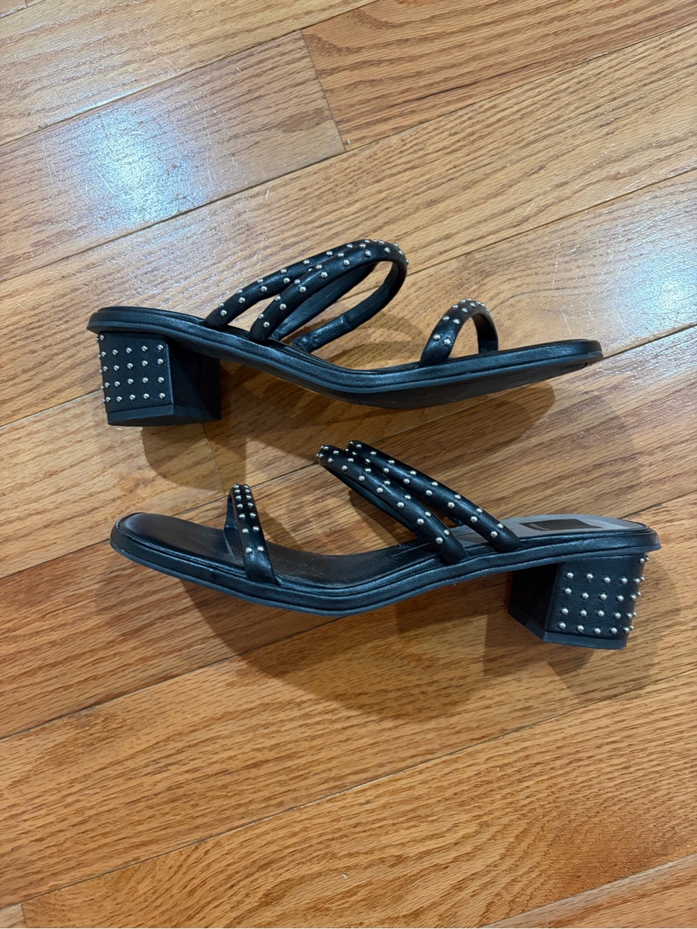 Dolce Vita Black Studded Low Block Heel Mules